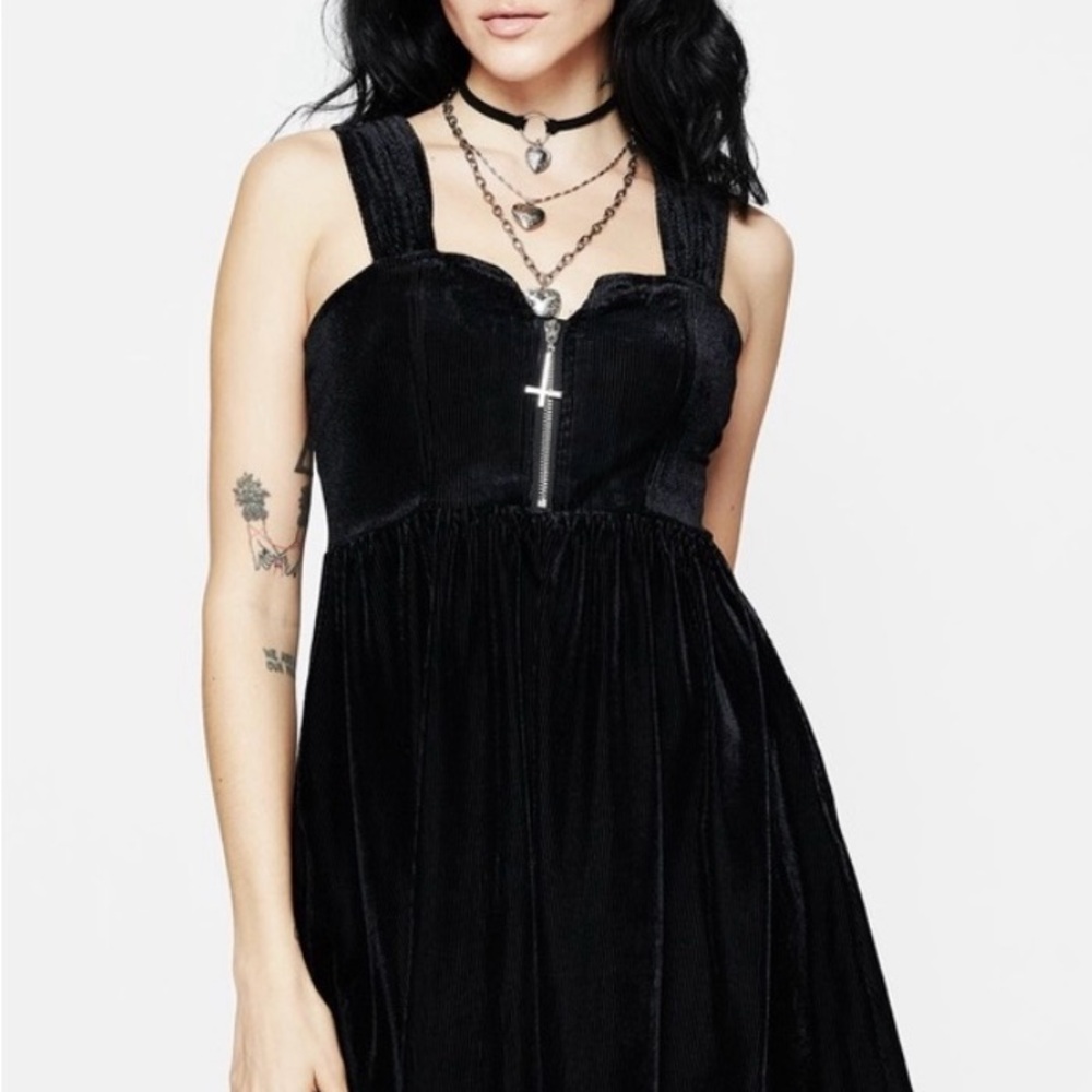 Disturbia Velvet Heartless Cross Mini Dress